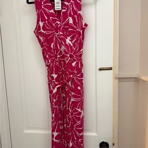 INC International Concepts Fuchsia and White Jumpsuit